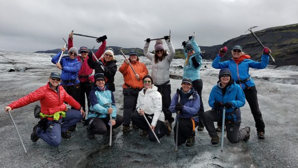 Glacier trekking, Iceland women's adventure.