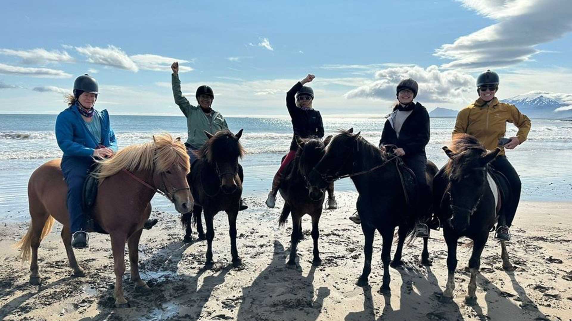 Women-Horseback-riding-Iceland-beach