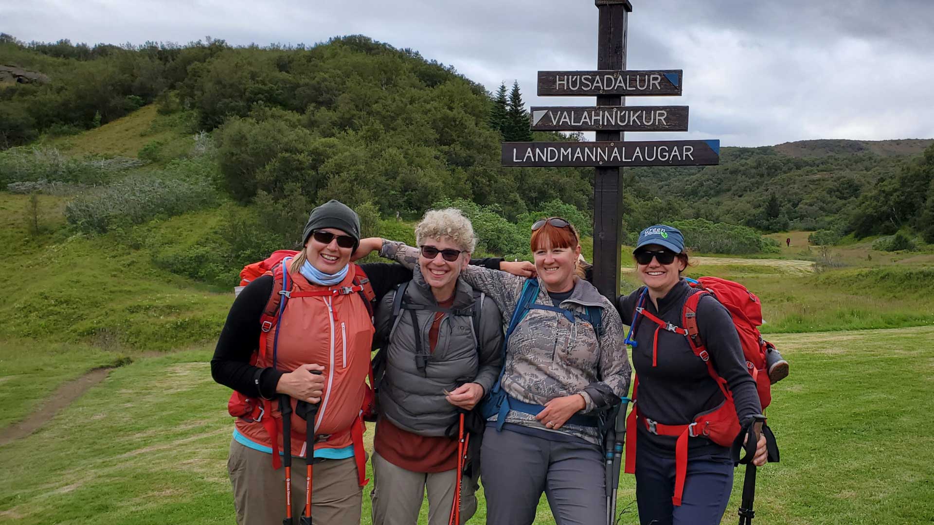 Iceland-Laugavegur-trek-hikers-smiling-at-end-of-trail-in-thorsmork